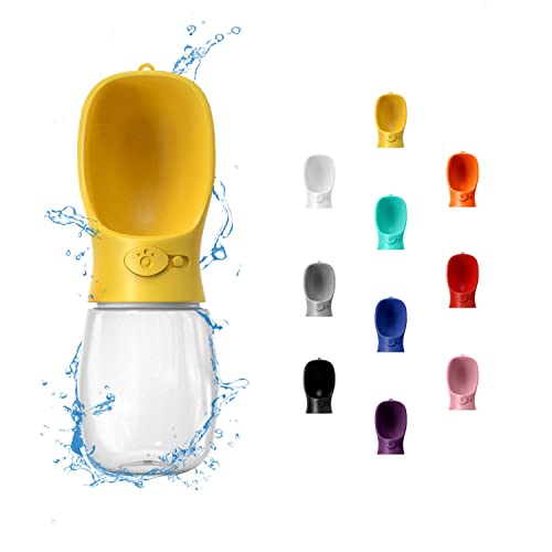 WePet Portable Dog Water Bottle, 12 OZ, Leak Proof Puppy Water Dispenser with Drinking Feeder for Pets Outdoor Walking, Hiking, Travel, Food Grade Plastic - color: #03 Yellow, size: 12 oz