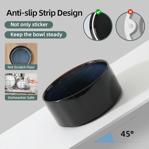 Havniva Cat Bowls Water Bowl Set of Two, 5.1” Ceramic Cat Food and Water Bowl Whisker Friendly Pet Food Bowls for Indoor Cats, Wide Cat Water Dish Prevent Whisker Fatigue Non Slip Cat Feeder - color: 2 x Bowl - Starry Sky