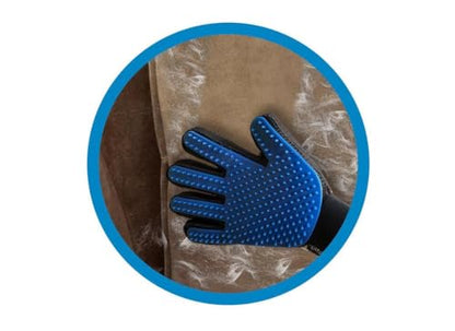 Five Finger Deshedding Glove- Premium Version, Gentle Grooming Glove Great Cats & Dogs with Long or Short Fur- Includes 1 Authentic Right-Hand Glove & 1 Lint Roller