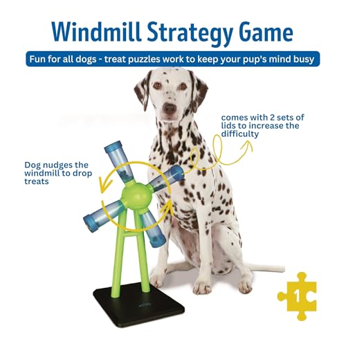 TRIXIE Windmill Strategy Game, Beginner Dog Puzzle Toy, Level 1 Activity, Treat Puzzle, Interactive Play, Dog Enrichment - color: Windmill, size: Level 1