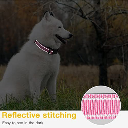 HEELE Dog Collar, Reflective Dog Collar, Soft Neoprene Padded Breathable Nylon Pet Collar Adjustable for Small Dogs, Pink, S(10.23-14.96") - color: Pink, size: Small (10.23-14.96")