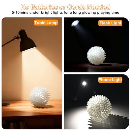 petizer 6 Pack 3.5’’ Glow in The Dark Dog Balls - Rubber Squeaky Swimming Pool Balls, Glowing Spiky Dog Fetching & Teething Chew Ball for Medium Large Breeds Indoors & Outdoors - size: 3.5‘’
