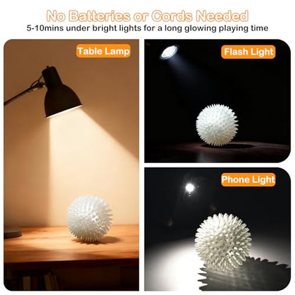 petizer 6 Pack 3.5’’ Glow in The Dark Dog Balls - Rubber Squeaky Swimming Pool Balls, Glowing Spiky Dog Fetching & Teething Chew Ball for Medium Large Breeds Indoors & Outdoors - size: 3.5‘’