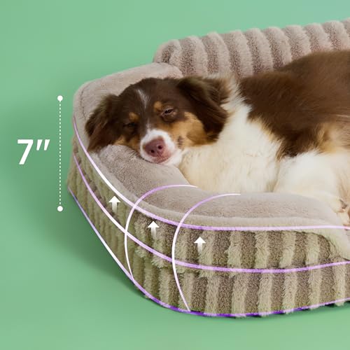 LE SURE Cute Dog Beds Large Sized Dog, Orthopedic Waterproof Large Pet Bed with Sides, High Back Non-Slip Bottom and Egg-Crate Foam Pet Couch Sofa with Washable Removable Cover, Hazel - color: Hazel, size: 35.0"l X 25.0"w X 7"th