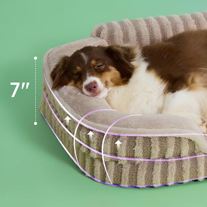 LE SURE Cute Dog Beds Large Sized Dog, Orthopedic Waterproof Large Pet Bed with Sides, High Back Non-Slip Bottom and Egg-Crate Foam Pet Couch Sofa with Washable Removable Cover, Hazel - color: Hazel, size: 35.0"l X 25.0"w X 7"th