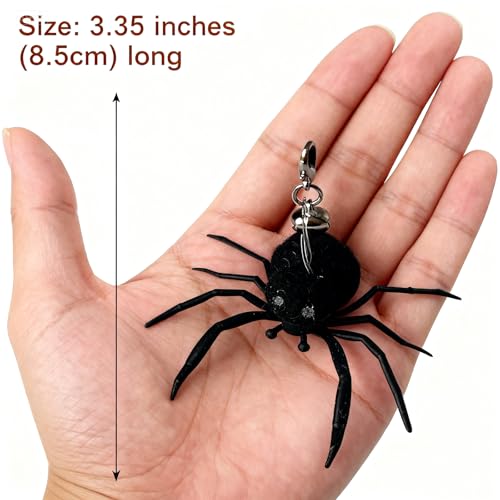 2Pcs Cat Toy Spider Refills – White & Black Heads with Bell/Lobster Claw, Feather Wand Replacement for Kitten Interactive Play