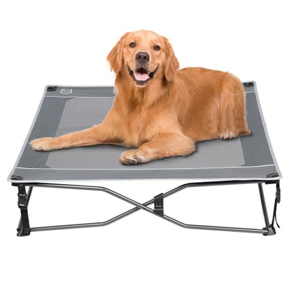 TIMBER RIDGE Outdoor Dog Bed, Cooling Elevated Pet Bed Portable Raised Dog Bed with Breathable Mesh, Dog Bed Foldable Dog Cot for Indoor & Outside, Grey - size: 36.6"L x 36.6"W x 7.9"Th
