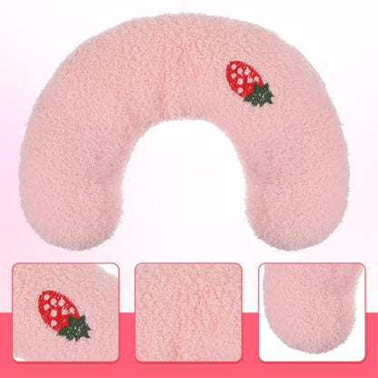 U-Shaped Pillow for Pets Cat Calming Pillows Indoor Pet Soft Fluffy Cat Dog Bed Anxiety Relief Half Donut Cuddler with Cute Embroidery Pattern Pet Neck Pillow for Cats Dogs Other Pets