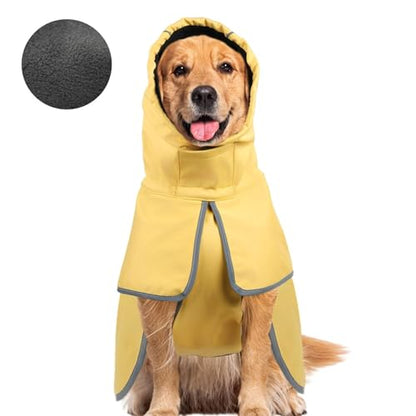 Large Dog Raincoat Waterproof - Adjustable Dog Poncho Raincoat Lightweight Rain Jacket with Soft Lining for Large Dog Yellow (XX-Large) - size: Xx-large