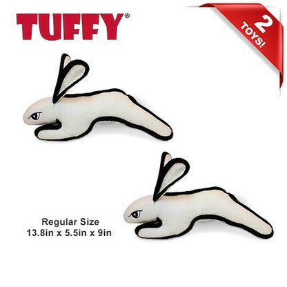 TUFFY World’s Tuffest Soft Dog Toy – Barnyard Series, Rabbit with Squeakers, Large, 2 Pack - color: White Rabbit, size: Large 2 Pack