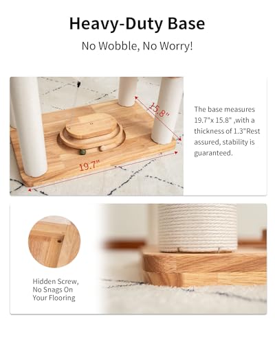 Wood Cat Tree for Large Cats, Modern Cat Tree Tower with Wide Shelves Cotton Scratching Posts, Super Sturdy Base, Cozy Perches, and Interactive Toys for Indoor Kittens - color: s975