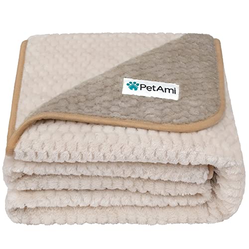 PetAmi Waterproof Dog Blanket, Leakproof XL Pet Blanket for Large Dogs, Furniture Sofa Couch Cover Protector, Fleece Cat Throw Bed Crate Kennel, Reversible Washable Soft Plush, Queen 90x90 Taupe Beige - color: Taupe/Beige, size: Queen (90x90)