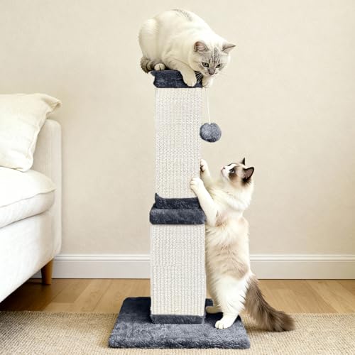 Cat Scratching Post, 32 Inch Cat Scratching Posts for Large Cats, Scratching Posts for Indoor Cats Adults, Cat Scratch Post with Nature Sisal, Deep Gray - color: Deep Gray