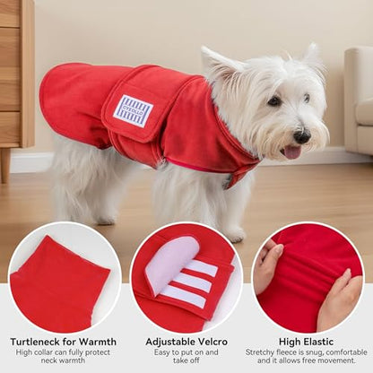 cyeollo Small Dog Sweater, Soft Fleece Sweaters Turtleneck Doggy Sweatshirt Warm Fall Winter Vest Stretchy Pet Clothes for Puppy Soft Doggie Coat Girl & Boy, Red S - color: Red, size: Small