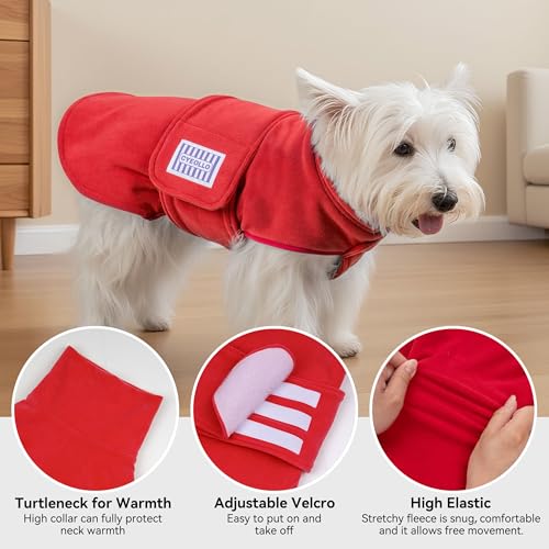 cyeollo XXL Dog Sweater, Fleece Doggy Sweaters Stretchy Turtleneck Doggie Sweatshirt Soft Warm Winter Coat Fall Autumn Pet Clothes for Large Dogs Girl, Red 2XL - color: Red, size: XX-Large