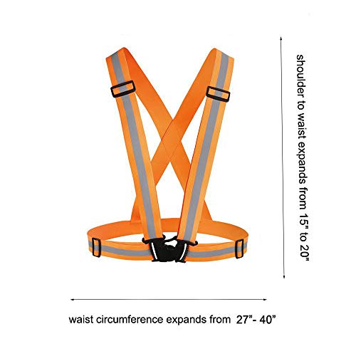 Chiwo Reflective Vest Running Gear 2Pack, High Visibility Adjustable Safety Ves for Night Cycling,Hiking, Jogging,Dog Walking - color: Green Orange