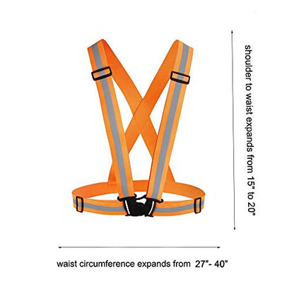 Chiwo Reflective Vest Running Gear 2Pack, High Visibility Adjustable Safety Ves for Night Cycling,Hiking, Jogging,Dog Walking - color: Green Orange