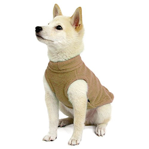 Gooby Stretch Fleece Vest Dog Sweater - Sand, X-Small - Warm Pullover Super Stretchy Fleece Dog Jacket for Small to Large Dogs - color: Sand, size: X-Small Length (7")