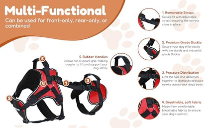 Doggie Stylz Multi-Functional Full-Body Lifting Dog Harness Vest, Designed for Front-Only, Rear-Only or Full-Body Dog Lifting. Please Measure Before Ordering. - size: Girth 20-25"