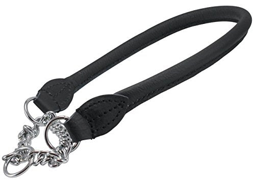 Dogs My Love Rolled Genuine Leather Martingale Dog Collar Choker Black 7 Sizes (#5 - Neck Circumf.13.75"-15.5") - size: #5 - Neck Circumf.13.75"-15.5"