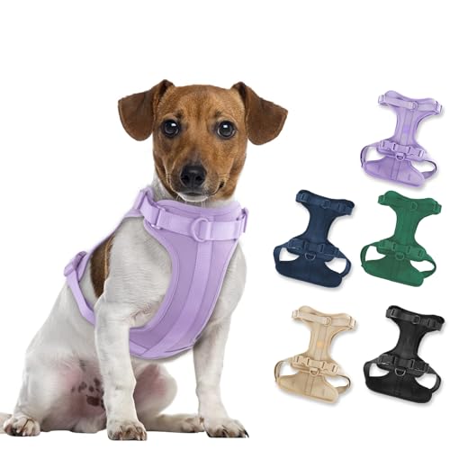 No Pull Lightweight Dog Harness: Adjustable Breathable Pet Vest Harness with Soft & Comfortable Cushion for Small Medium Large Dogs (Medium, Lilac) - color: Lilac, size: M:Neck=11.81"-18.11"/Chest=18.11"-27.95"