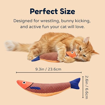 Cat Kicker Fish Toy 3-Pack with Premium Catnip – Plush Interactive Kick Toy for Cats, Durable Kitty Kicker Pillow, Enrichment Toy for Indoor Cats