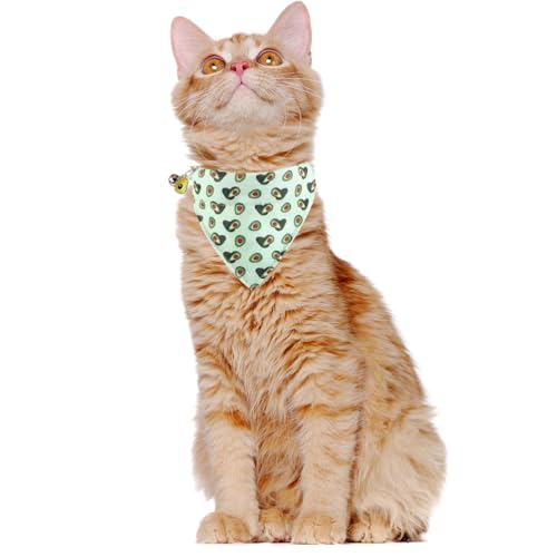 Lamphyface Cat Collar Breakaway with Cute Bow Tie Bandana and Bell Fruits Accessories for Kitty Adjustable Safety - color: avocado