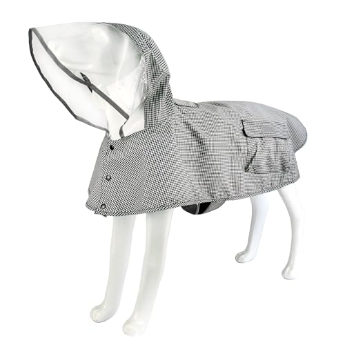 Waterproof Dog Raincoat, Adjustable Reflective Lightweight Pet Rain Clothes with Poncho Hood(X-Small,Black&White) - color: Black&White, size: X-Small(4-9lb)