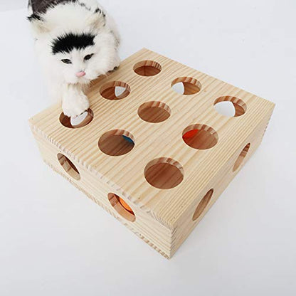 Interactive Cat Toy Puzzle Box Wooden Treat Maze Scratcher Peek Play Toy Box Fun Interactive Cat Toy Fun Hide and Seek Agility Toys - color: Puzzle Box