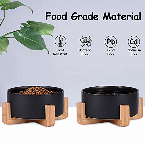 Petygooing Ceramic Black Cat Dog Bowl Set with Stand,Small Dog Bowls, Pet Food and Water Dish, Anti Slip Set of 2 Cat Bowl-Pet Food Dishes- Pet Bowls Small Size Pet (13.5OZ/5.1 in) - color: Black, size: Puppy/Small Size Dogs & Cat Bowls 400ML*2