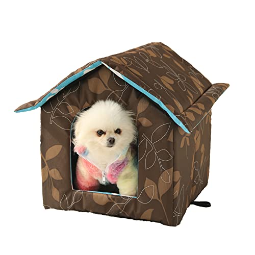 Outdoor Cat House, Cat Houses for Outdoor Cats, Weatherproof Warm and Insulated Cat House with Transparent Curtain Pet House, Stray Cats Shelter (Shabby Chic, Small-Houses) - style: Shabby Chic