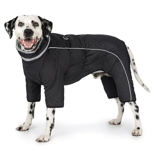 Four Legged Dog Winter Coat for Small Dogs, Warm Puppy Onesie Clothes Christmas, Reflective Turtleneck Dog Jacket with Buckles & D-Rings, Puffer Cold Weather Coat Zipper - color: Dark Grey, size: X-Small