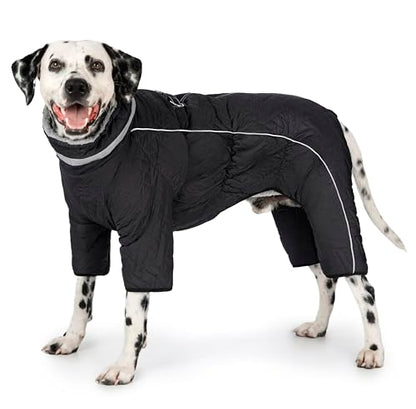 Four Legged Dog Winter Coat for Small Dogs, Warm Puppy Onesie Clothes Christmas, Reflective Turtleneck Dog Jacket with Buckles & D-Rings, Puffer Cold Weather Coat Zipper - color: Dark Grey, size: X-Large