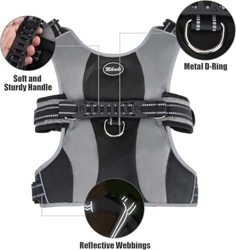 Escape Proof Dog Harness - No Pull Reflective Dogs Harness Vest with Lift Handle, Adjustable Soft Padded No Slip Pet Harness Training Easy Control for Medium Large Dogs - color: Black & Grey, size: Medium