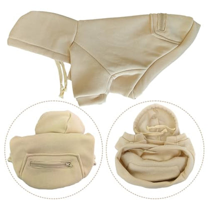 Jecikelon Pet Dog Cold Weather Coat with Pocket Winter Dog Hoodie Warm Puppy Clothes for Small Dogs Chihuahua Clothing (Beige, X-Small) - color: Beige, size: X-Small