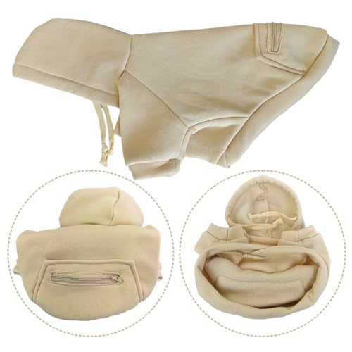 Jecikelon Pet Dog Cold Weather Coat with Pocket Winter Dog Hoodie Warm Puppy Clothes for Small Dogs Chihuahua Clothing (Beige, Small) - color: Beige, size: Small