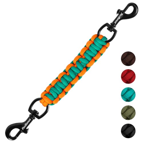 Dog Collar Safety Clip, Handmade Backup Safety Strap for Dog Harness, Prong, Pinch Collar, Double Ended Clasp Leash Connector (Turquoise, Orange) - color: Turquoise, Orange