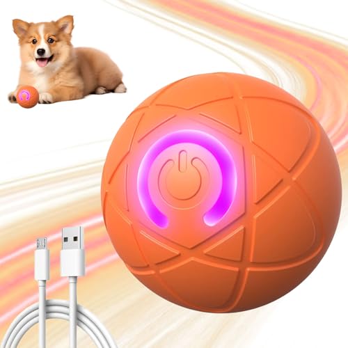 Jiexily Interactive Dog Toys Balls, 2025 New Automatic Rolling Shaky Ball Toy for Puppy Small Medium Dogs, Smart Jumping Moving Bouncing and Rotating Ball Keep Them Busy (Orange) - color: Orange