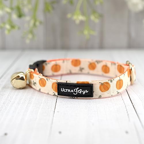 Ultra Joys Breakaway Cat Collar with Bells - Boy & Girl Kitten Collar - Pumpkin Small - color: Pumpkin-Collar Only, size: Small
