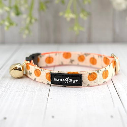 Ultra Joys Breakaway Cat Collar with Bells - Boy & Girl Kitten Collar - Pumpkin Small - color: Pumpkin-Collar Only, size: Small