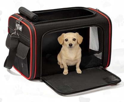 EliteField Soft-Sided Pet Carrier (3-Year Warranty, Airline Approved), Foldable Travel Bag with Removable Fleece Bed for Dogs, Cats & Small Pets, Scratch-Resistant Mesh - color: Black, size: 18.0"L x 11.1"W x 11.0"H