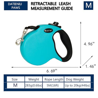 16Ft Chew Proof Retractable Dog Leash Anti-Chewing Wire Ropes Hands-Free Adjustable Safety Lock Durable Nylon Belt for Medium Dogs Blue M - color: Blue, size: Medium