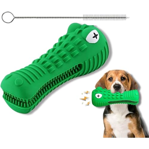 Dog Chew Toys for Aggressive Chewers – Alligator Dog Chew Toy for Large, Medium & Small Dogs – Tough Natural Rubber for Teeth Cleaning – Squeaky Interactive Dog Toys to Keep Them Busy