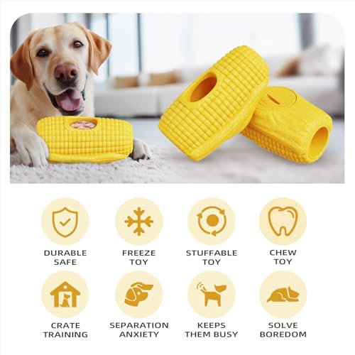 BSISUERM Interactive Dog Toys for Aggressive Chewers, Indestructible Dog Chew Corn Stick Enrichment Toy for Large Medium Dogs, Frozen Dog Treat Holder for Boredom to Keep Them Busy, Reduce Anxiety