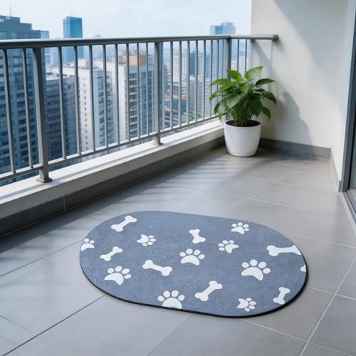Oval Dog Feeding Mats, Cat Food Mat, Absorbent Dog Mat for Food and Water Bowls, Easy Clean Silicone Mat for Food Bowls & Litter Areas | Cat Litter Mat | Ideal for Dog and Cat Owners - size: 16"x24"