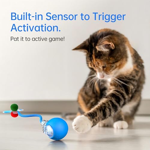 2026 Newly Upgraded Version 3.0 Cat Toys, Cool Intelligent Interactive Cat Ball for Indoor Bored Cats, Automatic Rolling Ball 3.0 Puzzle Toy, Electronic Rolling Pet Chase (Red-1 pcs) - color: 01 - Red-1 pcs