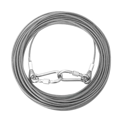 Dog Tie Out Cable 30 Feet - Dog Leads for Yard Heavy Duty - Up to 125 Pounds, Stainless Steel, Reflective Lead, 30ft Rust Free Chain Outdoor (Gray) - color: Gray-30FT
