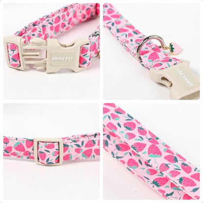 ARING PET Strawberry Dog Collar, Cute Spring Summer Pink Puppy Pet Collars for Small Medium Large Female Girl Dogs-XS - color: Strawberry Pink, size: X-Small
