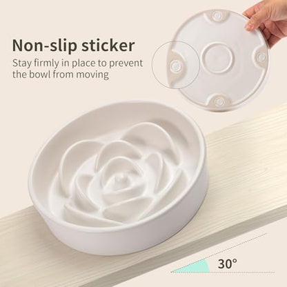 8.26 in White Ceramic Slow Feeder Dog Bowl for Medium and Large Breed,Pet Feeding Dog Food Water Dish Heavy Wighted,Puppy Bowl for Fast Eaters,Puzzle Slow Eating Dish Modern Maze - color: Upgraded White Slow Feeder