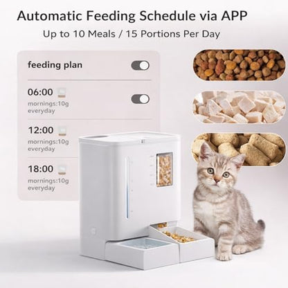 Wi-Fi Automatic Pet Feeder and Waterer for Cats&Dogs, 2-in-1 Set 5L Large Capacity for 2 Weeks, Intuitive App Operation, 2 Way Power Supply, Detachable for Cleaning